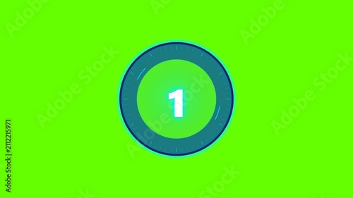 Digital countdown timer number 4 on green screen background