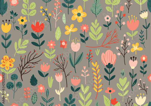 Foto Uncommon flower pattern background vector distinctive original style