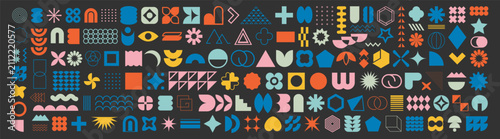 Abstract geometric symbol icon set on transparent background