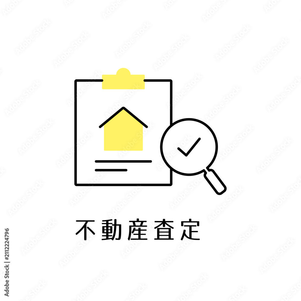 Fototapeta premium 不動産査定をモチーフにした不動産評価アイコン
