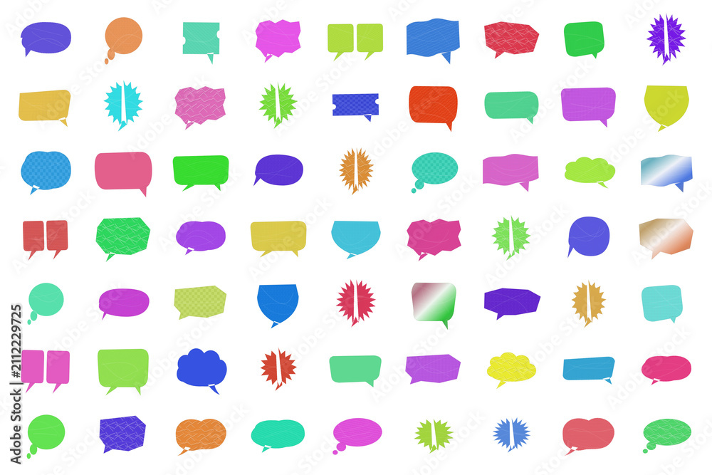 Fototapeta premium Colorful collection of flat emoji-style icons on a grid isolated on transparent background