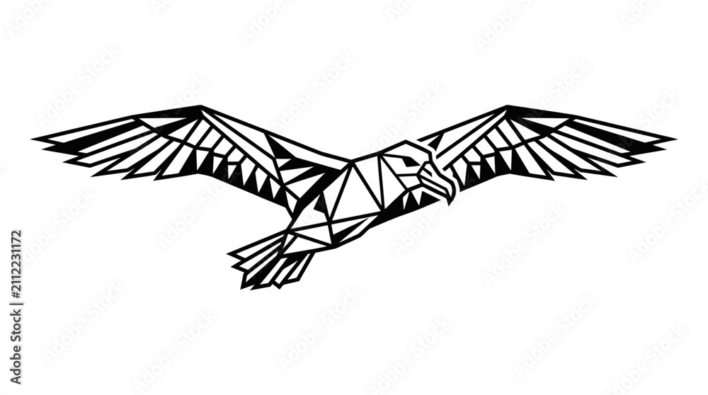 Fototapeta premium Geometric Eagle Flying Bird Origami Style Illustration
