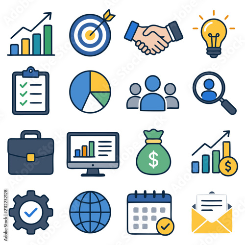 Modern Business and Finance Line Icons Collection Set