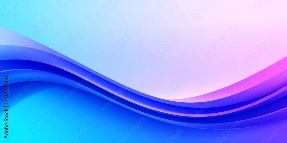 Fototapeta premium Abstract wave design with vibrant blue and pink gradient, creating a fluid and dynamic visual aesthetic.