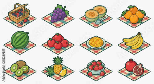 Assorted Colorful Fruits Illustration