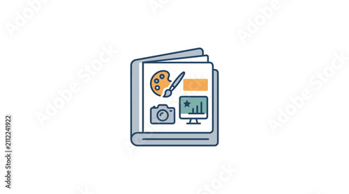 A stylized icon representing a creative portfolio or a collection of artistic design projects