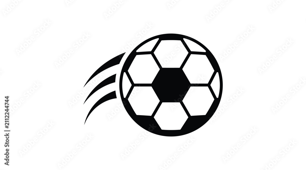 Fototapeta premium Flying soccer ball icon with motion speed lines for sports and football game design
