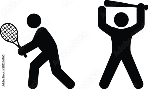 Fotografie Woman playing tennis and man celebrating with trophy