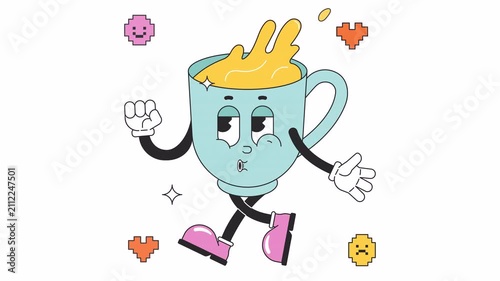 Tea Cup Retro  Animated Alpha Channel	