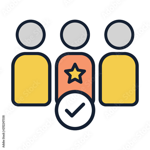 Employee Selection Icon Featuring A Star Award And Checkmark For Human Resources Team