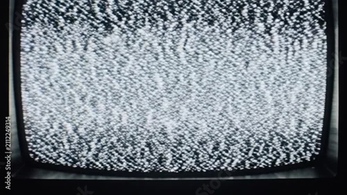 Retro Television Screen Displaying Analog Static White Noise
