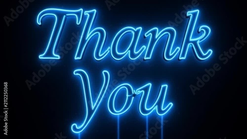Neon Blue Thank You Sign