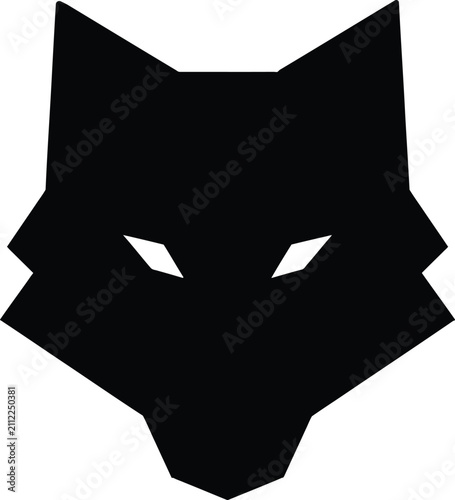 Minimalist wolf head vector, geometric animal logo, black wolf silhouette icon