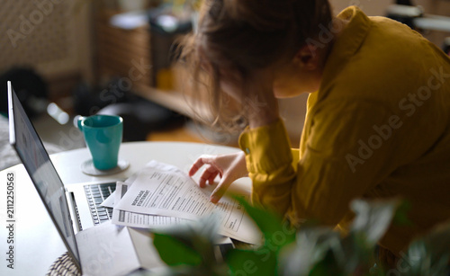 Принти на полотні Stressed woman having financial problems with paying bills.