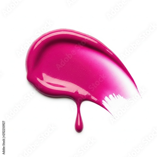 Pink lipstick dripping down from applicator brush