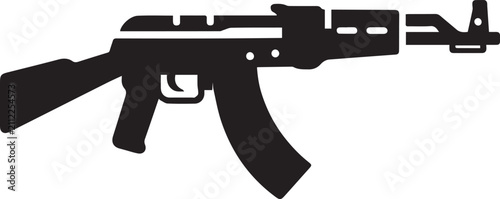 Bild auf Leinwand AK47 Assault Rifle Silhouette Vector Icon Isolated on White Background