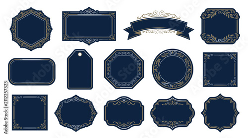 Decorative Frames and Labels Collection: Vintage Ornate Borders, Tags, Diplomas