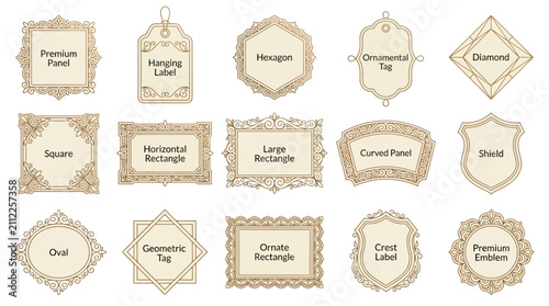 Decorative Vintage Labels, Tags, Frames, and Emblems Set