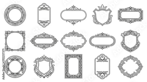 Elegant Decorative Frames Collection: Ornate Borders & Vintage Emblems