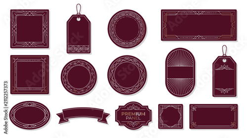 Elegant Decorative Labels & Tags - Vintage Frames & Banners - Burgundy