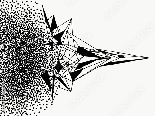 Abstract Geometric Transformation of Dots into Organized Network Structure for Data Science and Technology Concepts