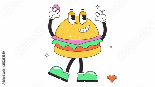 Burger Retro  Animated Alpha Channel	