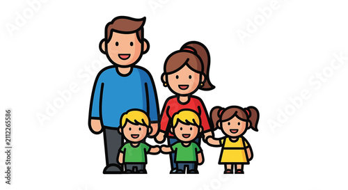 Foto Happy family with three little children.