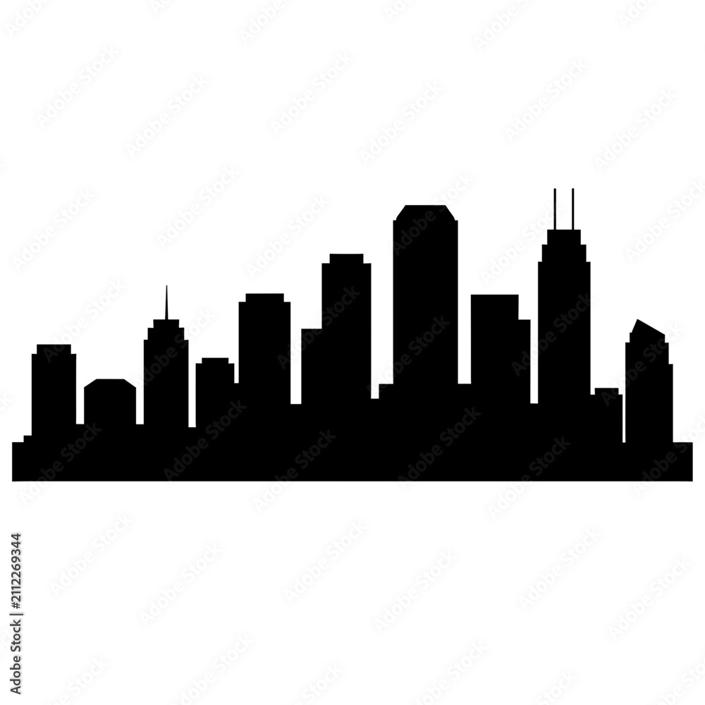 Obraz premium Modern City Skyline Silhouette Against Dark Night Sky