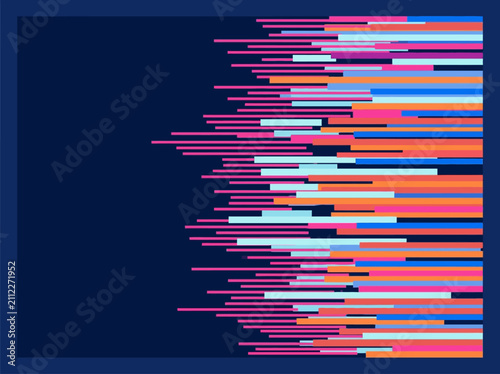 Photography Modern Abstract Data Stream with Vibrant Horizontal Lines on Dark Background