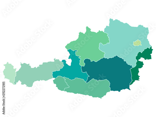Foto Vector Map of Austria with Federal States in Teal and Green Infographic Design