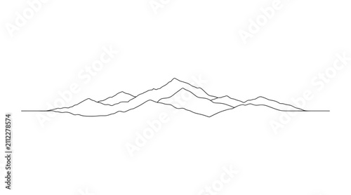 Minimalist continuous line art landscape of jagged mountains with mountain landscape continuous minimalist
