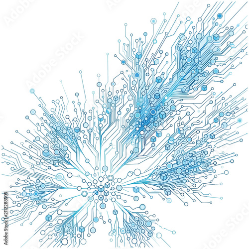 Abstract digital circuit board background with glowing blue connections