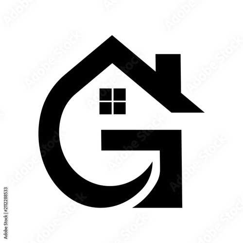 Minimalist letter G house logo for real estate and construction branding