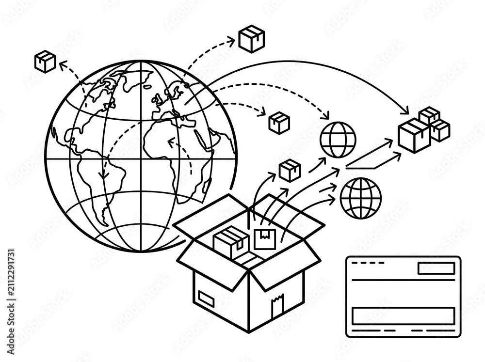 Obraz premium Global Shipping and Logistics Network Illustrating International Trade and Distribution with Digital Technology