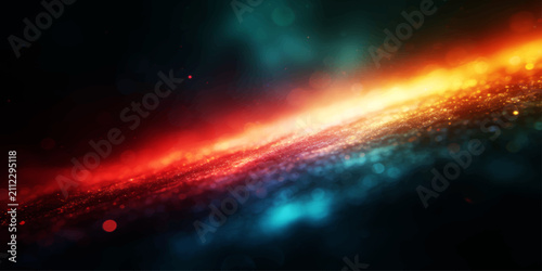 Foto A vibrant nebula glows with celestial beauty, a cosmic ballet of fiery reds and cool blues illuminating the vast expanse of outer space