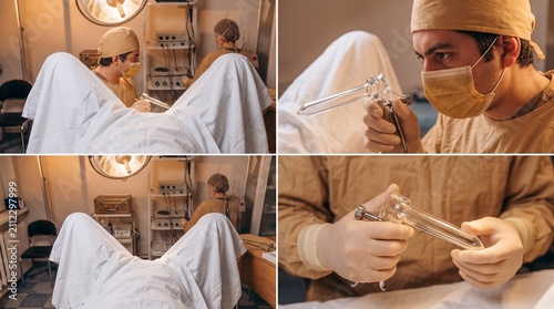 Close up of a proctological examination in a clinical setting, medical specialist performing a diagnostic procedure