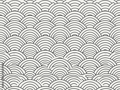 Japanese wave pattern background. Traditional oriental style seamless geometric texture.