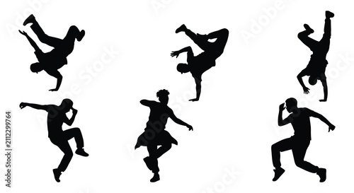 фотографія Dancing people in dynamic poses black silhouette