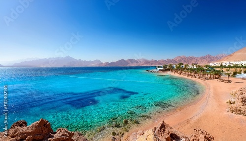 idyllic red sea coastline in sharm el sheikh egypt sinai beach turquoise water vacation paradise resort