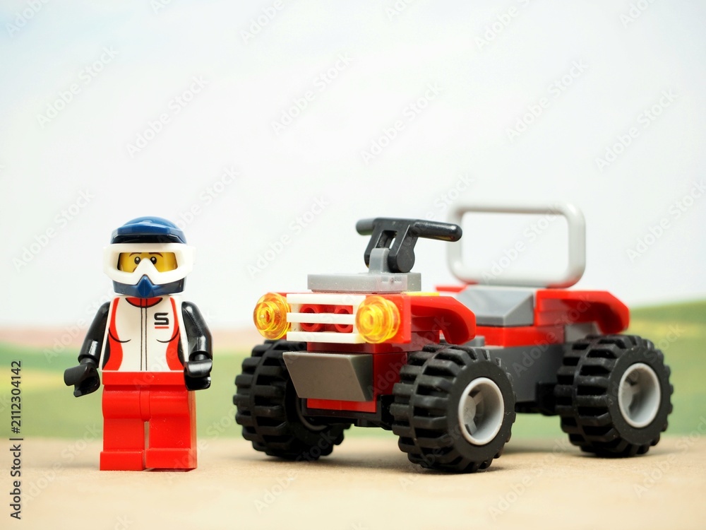 Fototapeta premium Indonesia - May 3, 2023 : Mini toy at table with blurred background.