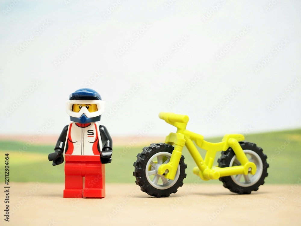 Fototapeta premium Indonesia - May 3, 2023 : Mini toy at table with blurred background.
