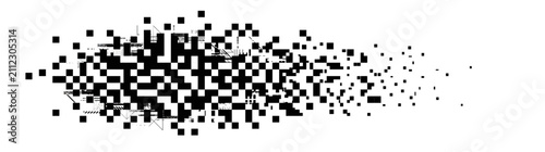 Bild auf Leinwand Abstract pixel art dissolving into dots on white background