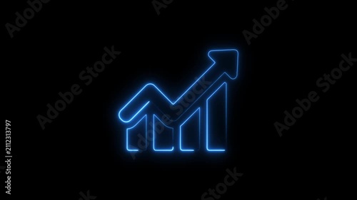   

neon line business graph icon animation Neon business graph chart icon animation on isolated black background. Neon business growth idea animated


