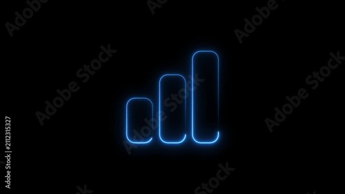 neon line business graph icon animation Neon business graph chart icon animation on isolated black background. Neon business growth idea animated