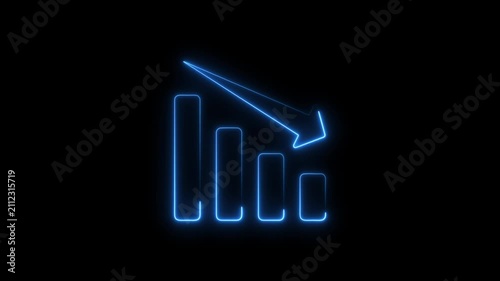 neon line business graph icon animation Neon business graph chart icon animation on isolated black background. Neon business growth idea animated