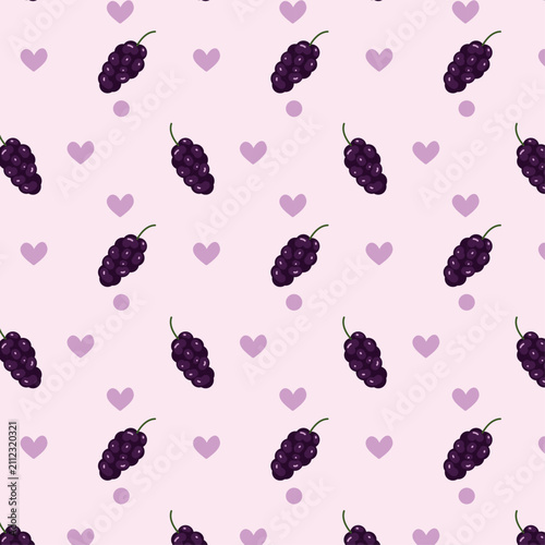 seamless pattern with fresh mulberry doodle