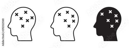 Foto Human head silhouettes mental health concept with cross marks psychology brain v