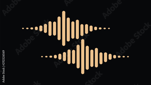 Tableau sur toile Gold digital audio sound wave equalizer visualizer set on black background for music production voice recording podcast and frequency spectrum
