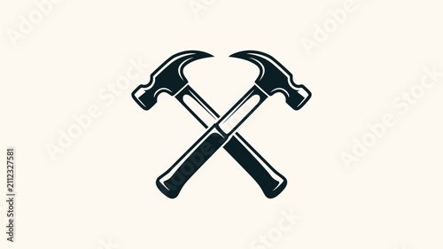 Crossed claw hammers vintage style vector illustration for construction or handyman services.
