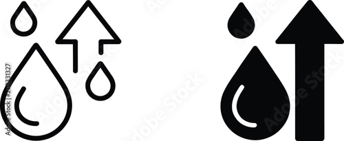 Cuadro en lienzo Water droplets and rising arrow icon vector illustration